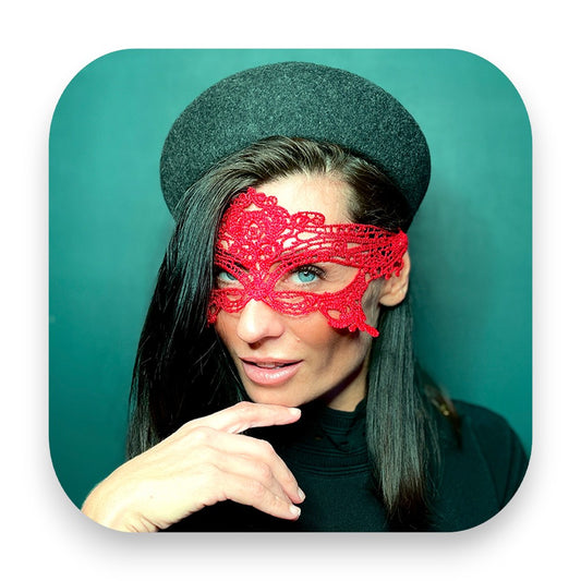 Elegante rote Masquerade Augenmaske - Augenmaske, Masquerade, Karneval, Party, Verkleidung, Accessoire, Rot, Maskenball, Kostüm, Feier, Glitterimperium, Elli Fatale