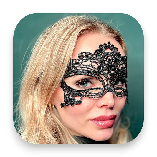Schwarze Augenmaske für Masquerade-Events - Augenmaske, Masquerade, Karneval, Party, Verkleidung, Accessoire, Schwarz, Maskenball, Kostüm, Feier, Elli Fatale, Glitterimperium