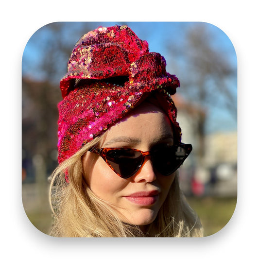 Handgefertigtes rotes Haarband RedVelvetLove mit Glitzereffekt - Handgefertigtes Haarband Elli Fatale, Glitzer Haarband mit Draht, Pailletten Haarband elegant, Glitterimperium