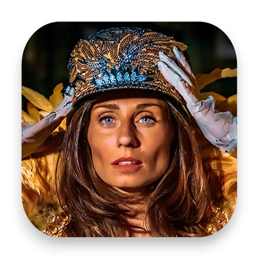 Prunkvoller Glitzer Hut Käppi in Blau-Grün-Gold - Glitzerhut, Glitzer Hut, blau grün gold, Partyhut, Festivalhut, Käppi, Federnhut, Einzelstück, Paillettenhut, Strasshut, Glitterimperium