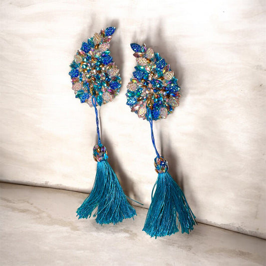 PASTIES BLAU GOLD - mit abnehmbaren Tassel - Wings in Blau-Gold