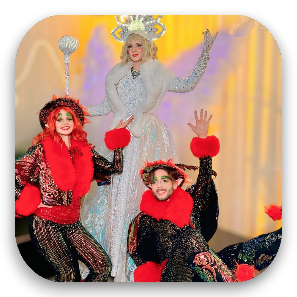 Christmas Angel & Elves in funkelnden Festtagskostümen – himmlische Eleganz und Elfenfreude vom GLITTERIMPERIUM von Elli Fatle. Jetzt magische Weihnachts-Acts für Events buchen!