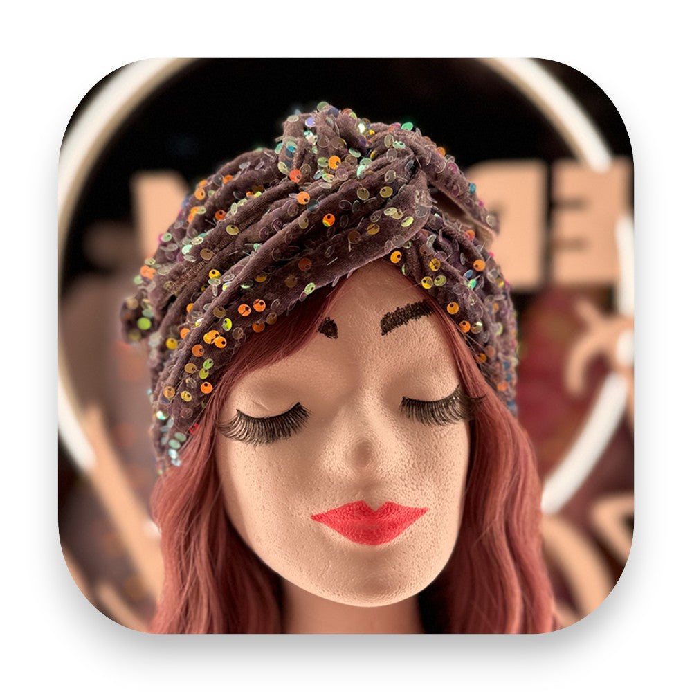 Elegantes Glitzer Haarband Greysparkle aus Paillettenstoff mit samtweicher Innenseite - haarband, glitzer, elli fatale, handgefertigt, pailletten, haaraccessoire, styling, turban, gürtel, schleife, Glitterimperium