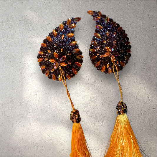 PASTIES DUNKELBLAU GOLD - Pasties mit abnehmbaren Tassel wings in dunkelblau- gold