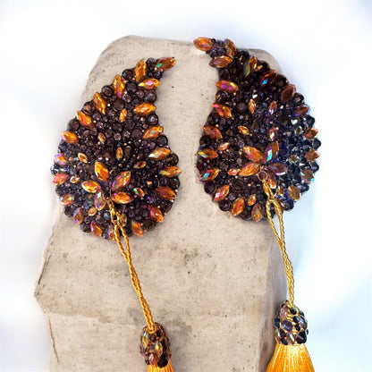 PASTIES DUNKELBLAU GOLD - Pasties mit abnehmbaren Tassel wings in dunkelblau- gold