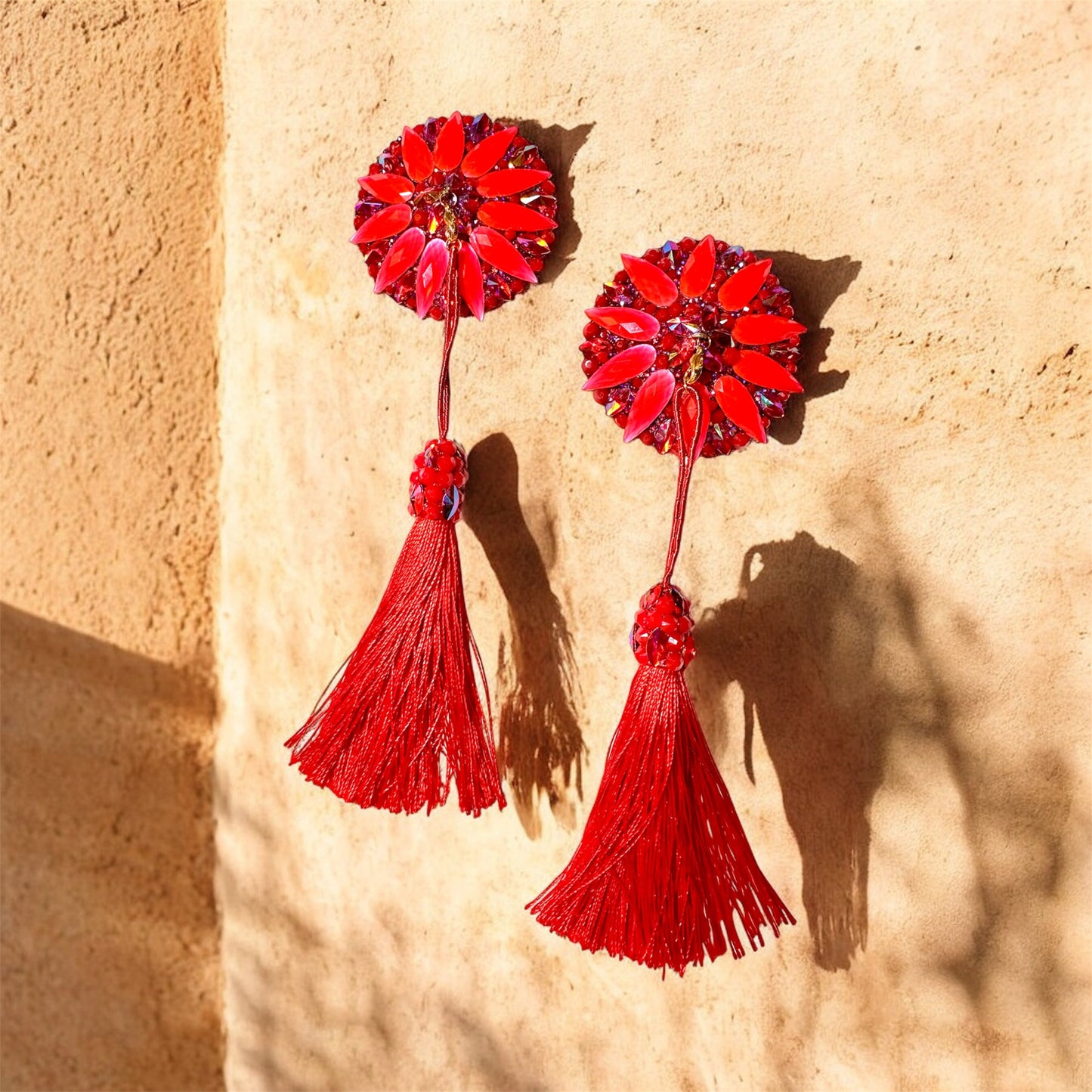 Pasties mit abnehmbaren Tassel rund / rot