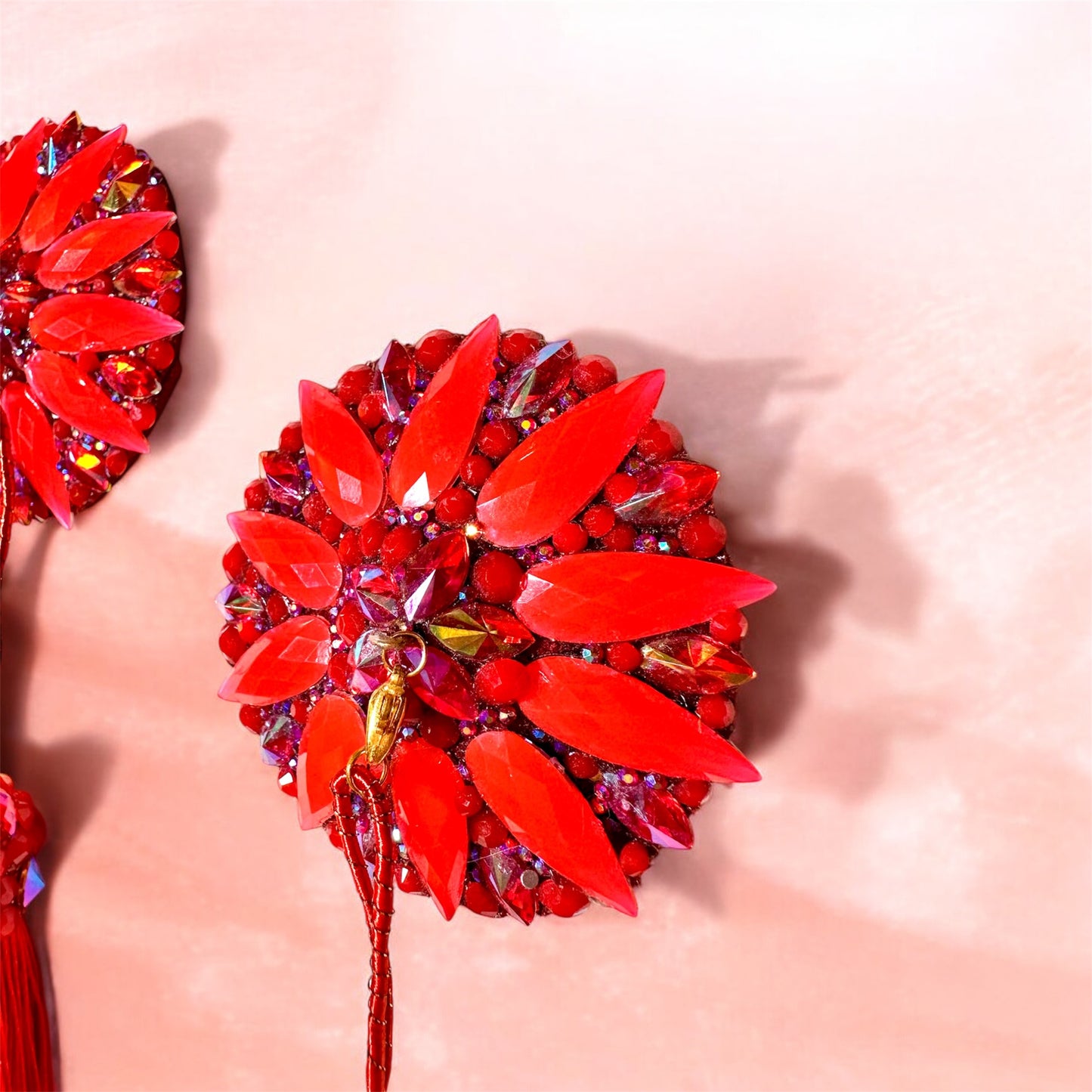 Pasties mit abnehmbaren Tassel rund / rot