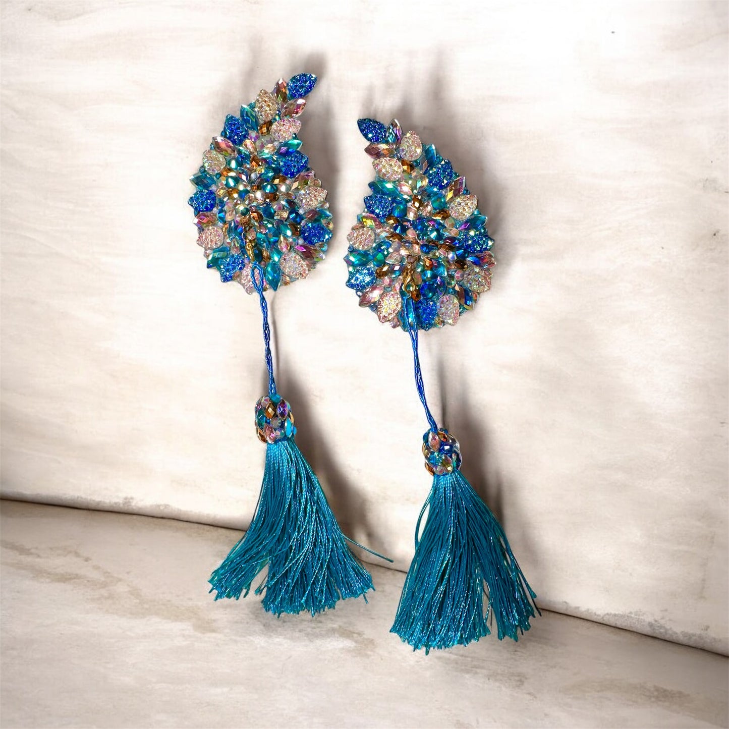 PASTIES BLAU GOLD - mit abnehmbaren Tassel - Wings in Blau-Gold