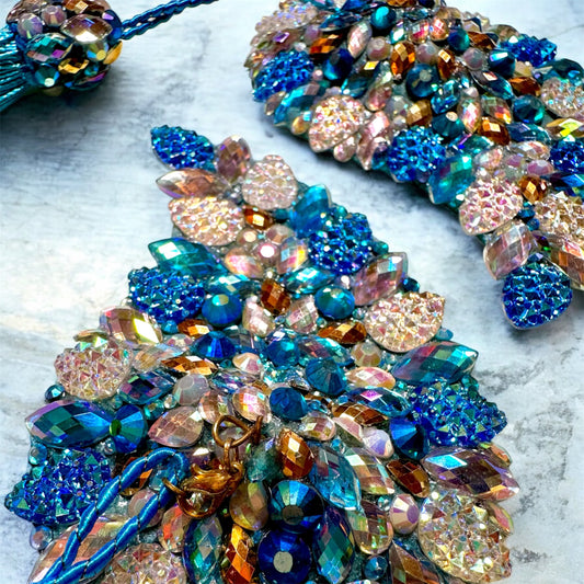 PASTIES BLAU GOLD - mit abnehmbaren Tassel - Wings in Blau-Gold