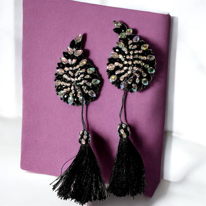 PASTIES SCHWARZ & irisierend - mit abnehmbaren Tassel - Wings Form