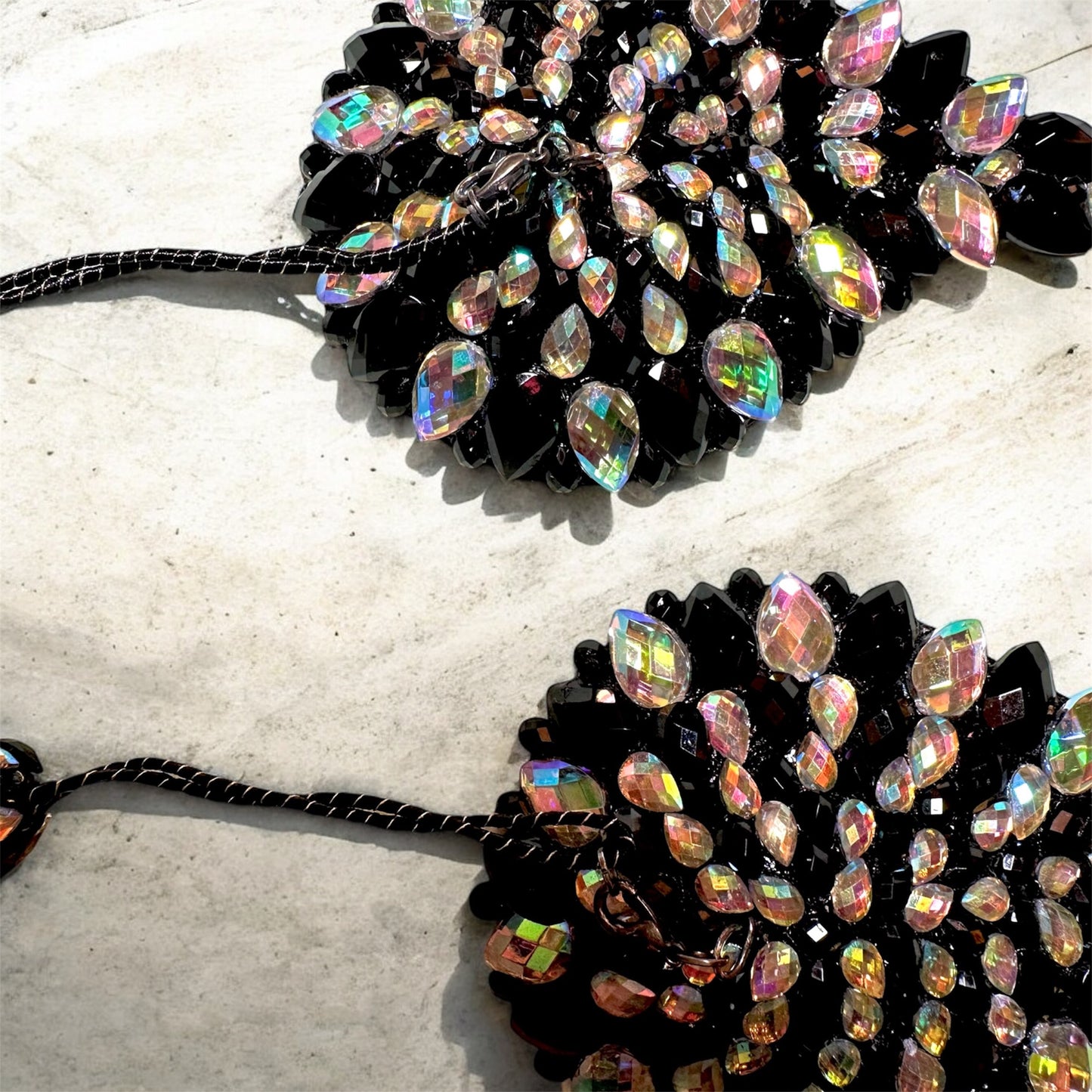 PASTIES SCHWARZ & irisierend - mit abnehmbaren Tassel - Wings Form