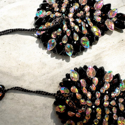 PASTIES SCHWARZ & irisierend - mit abnehmbaren Tassel - Wings Form